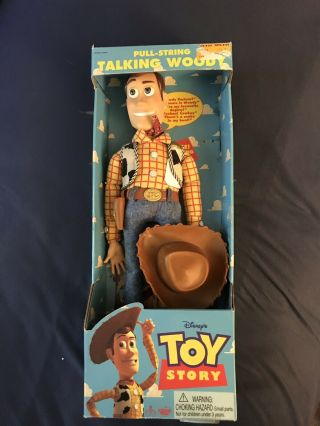 Vintage 1995 Toy Story Poseable Pullstring Talking Woody Doll Hat Box
