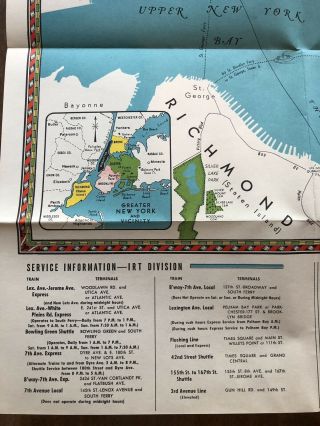 Vintage Hagstrom’s Map York City Subway 1952 MTA Transit Elevated Lines 4