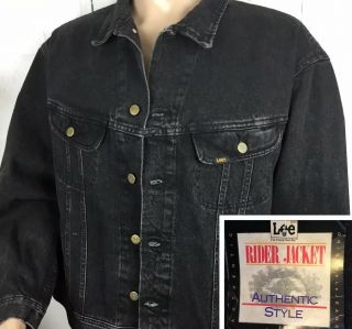 Vintage Lee Denim Jacket Trucker Rider 80s 90s Men 2xl Stone Black Old Stock Nwt