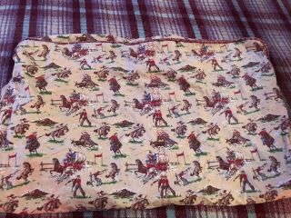 Vintage Cowboy Western Red Cream 60s Duvet Cover Blanket Twin Full Queen