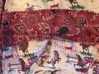 VINTAGE COWBOY WESTERN Red Cream 60s DUVET COVER BLANKET Twin Full Queen 3