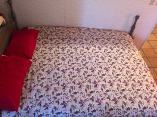 VINTAGE COWBOY WESTERN Red Cream 60s DUVET COVER BLANKET Twin Full Queen 4