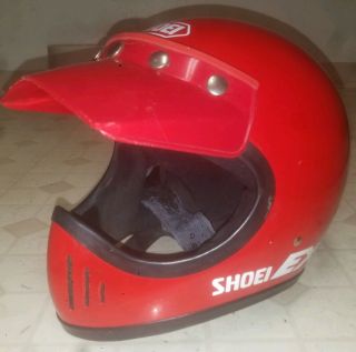 Vintage Red MX Motorcycle Helmet M Full Face Shoei EX - 5 Bell Moto 3 Simpson EUC 2