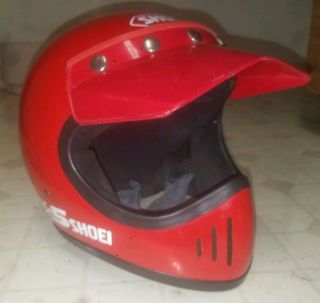 Vintage Red MX Motorcycle Helmet M Full Face Shoei EX - 5 Bell Moto 3 Simpson EUC 3