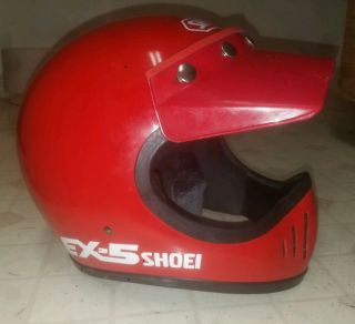 Vintage Red MX Motorcycle Helmet M Full Face Shoei EX - 5 Bell Moto 3 Simpson EUC 4