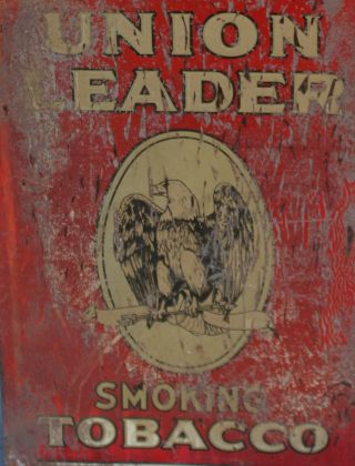 RARE ANTIQUE VINTAGE UNION LEADER SMOKING TOBACCO TIN METAL SIGN 2