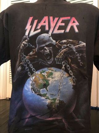Vtg 94 Slayer Intervention Tour Shirt Sz Xl Death Venom Rock Morbid Metal Dio