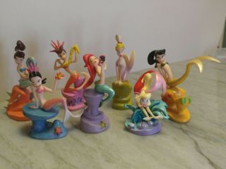 Disney Little Mermaid Ariel Sisters Figure Set 6 Vintage Poseidon Complete