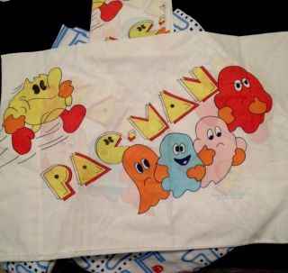 Pac Man Sheets Vintage 1980s Full Size With Pillowcases