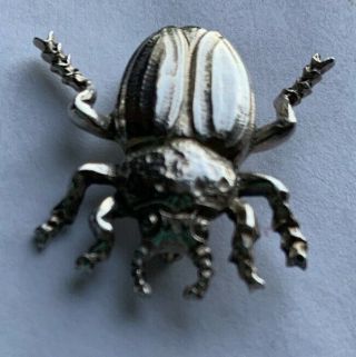Estate Vintage Guglielmo Cini Sterling Silver Pin Or Brooch Beetle