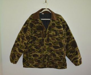 Carhartt Mens Vintage Camo Duck Hunting Field Jacket Game Pouch Size Large Sz L