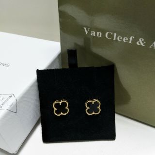 Van Cleef & Arpels Vintage Alhambra 18k Yellow Gold Earrings Black Classic