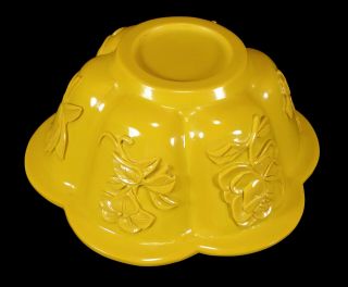 FINE OLD CHINESE YELLOW CARVED FLOWERS PEKING ART GLASS BOWL & WOOD STAND CHINA 7