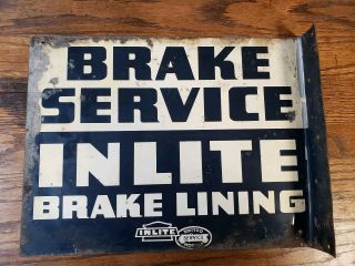 Old United Motors Flange Gas Oil Sign Station Garage Gm Brake Service Inlite Vtg