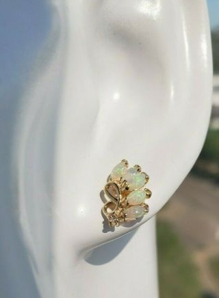 Butterfly Wing shaped Opal Earrings 14k Yellow Gold Marquise opals vintage mom 2