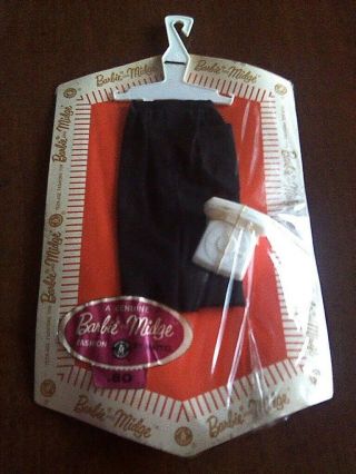 1962 - 1963 Vintage Barbie Fashion Black Sheath Skirt And Telephone Mip,  Moc