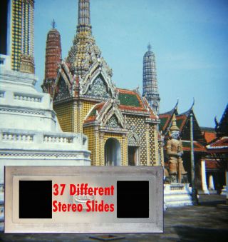 37 Vtg 1959 3d Stereo Realist Slide Photo Bangkok Thailand Siam Temple Markets