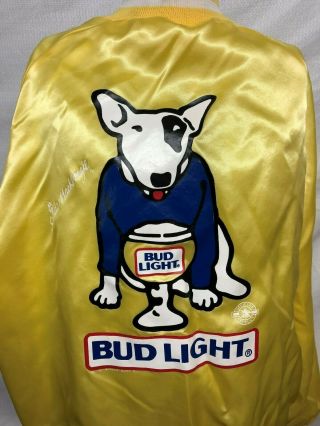 Vtg 1987 Bud Light Spuds MacKenzie Nylon Beer Sign Light Up Jacket Satin Large 2