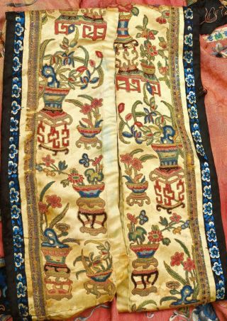 1900 ' s Chinese Orange Silk Embroidery Forbidden Stitch Lady ' s Robe Jacket 2
