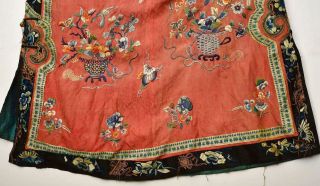 1900 ' s Chinese Orange Silk Embroidery Forbidden Stitch Lady ' s Robe Jacket 6