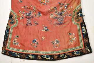 1900 ' s Chinese Orange Silk Embroidery Forbidden Stitch Lady ' s Robe Jacket 8