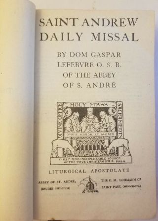 The Saint Andrew Daily Missal Regular Edition Hardback 1945 Vintage Rare Prayer