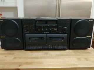 Vintage Sony CFD - 765 AM/FM Boombox Cassette Radio CD Tape Mega Bass AC/DC 2