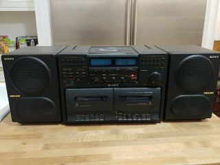 Vintage Sony CFD - 765 AM/FM Boombox Cassette Radio CD Tape Mega Bass AC/DC 5