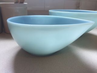 Vintage Fire King Turquoise / Delphite Blue Teardrop Nesting Bowls (2)