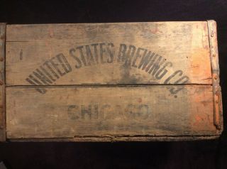 United States Brewing Co Chicago Antique Vtg 20s 30s Wooden Wood Beer Crate Box