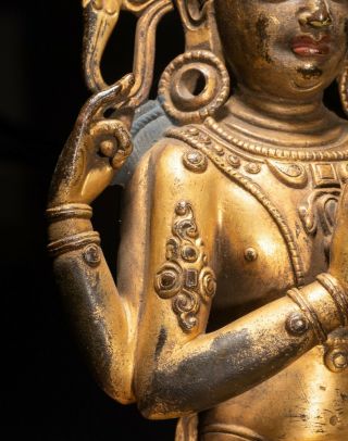 19th C.  Chinese Tibetan Antique Gilt Bronze Buddha 8