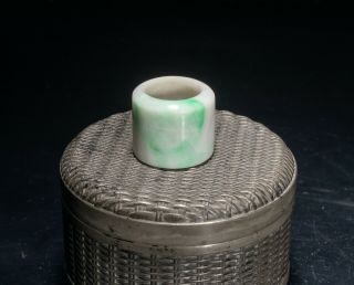 Set of Chinese Antique Jade & Agate Rings In Tin Box 4