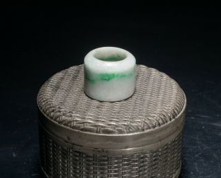 Set of Chinese Antique Jade & Agate Rings In Tin Box 5