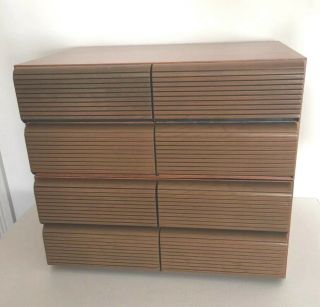 TWO Vintage Faux Wood 4 Drawer Cassette Tape Storage Units Can Stack Hold 80 ea 2