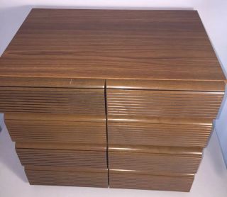TWO Vintage Faux Wood 4 Drawer Cassette Tape Storage Units Can Stack Hold 80 ea 3
