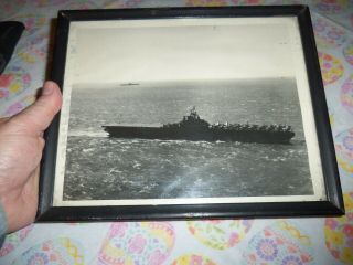 Ww2 Framed Photo Wwii Us Navy Unidentified Aircraft Carrier Old Look