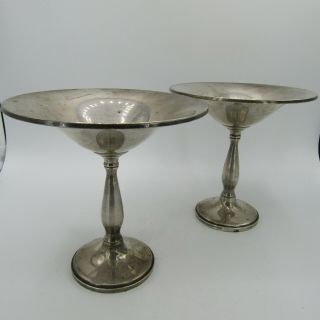 Set Of 2 Vintage Mfh Sterling Silver Weighted Pedestal Candy Dish - 407.  40 Grams