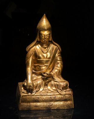 19th Chinese Tibetan Antique Gilt Bronze Buddha