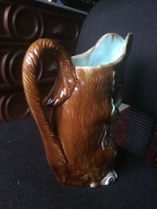 VINTAGE LARGE 9 INCH SQUIRREL AND ACORN MAJOLICA PITCHER 5