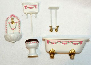 1:12 Miniature Dollhouse Bodo Hennig Bathroom Toilet Sink Clawfoot Tub Faucet