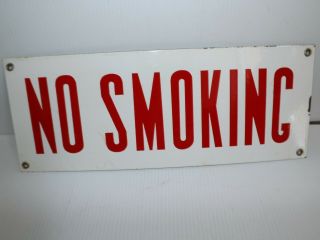 1940’s Antique Sign “no Smoking” 15 3/4” X 6” Porcelain Enamel Vintage Unique