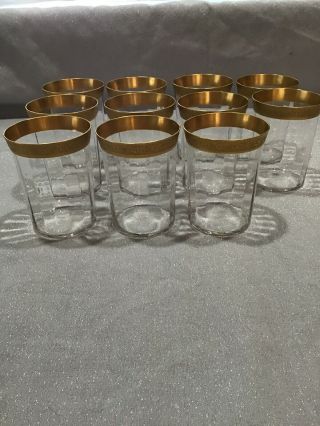 11 Vintage Gold Encrusted Optic 8oz Glasses