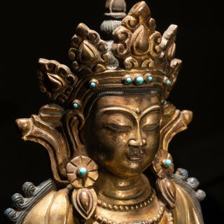 Large 19th Tibetan Antique Gilt Bronze Buddha 2