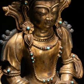 Large 19th Tibetan Antique Gilt Bronze Buddha 3