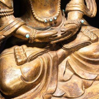 Large 19th Tibetan Antique Gilt Bronze Buddha 5