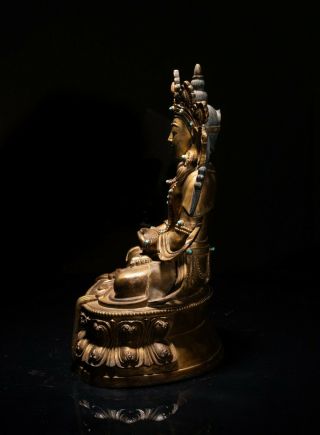 Large 19th Tibetan Antique Gilt Bronze Buddha 7