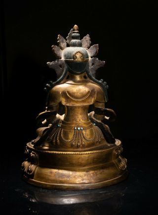 Large 19th Tibetan Antique Gilt Bronze Buddha 8