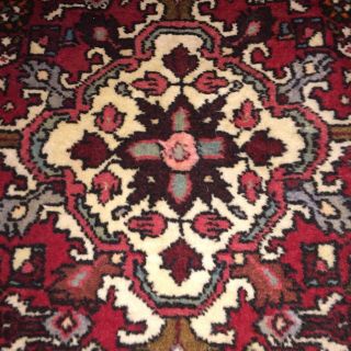 Antique Oriental Persian Floor Rug Geometric Floral VTG Red Area Carpet 4.  8 ft 6