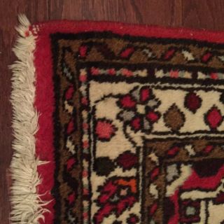 Antique Oriental Persian Floor Rug Geometric Floral VTG Red Area Carpet 4.  8 ft 8