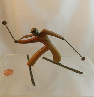 Vintage Art Deco Hagenauer Wood Bronze Skier Figurine